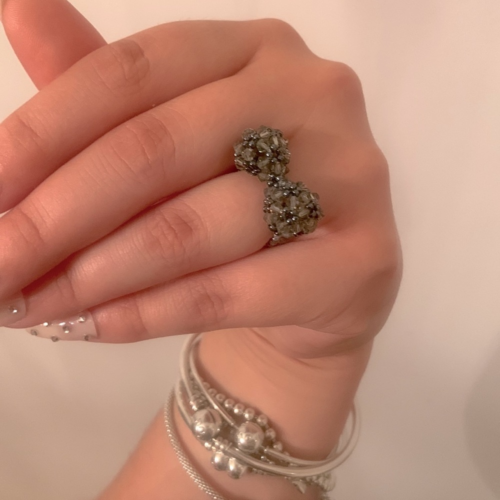 HANDMADE - Grey Ribbon Ring 🎀🤍
